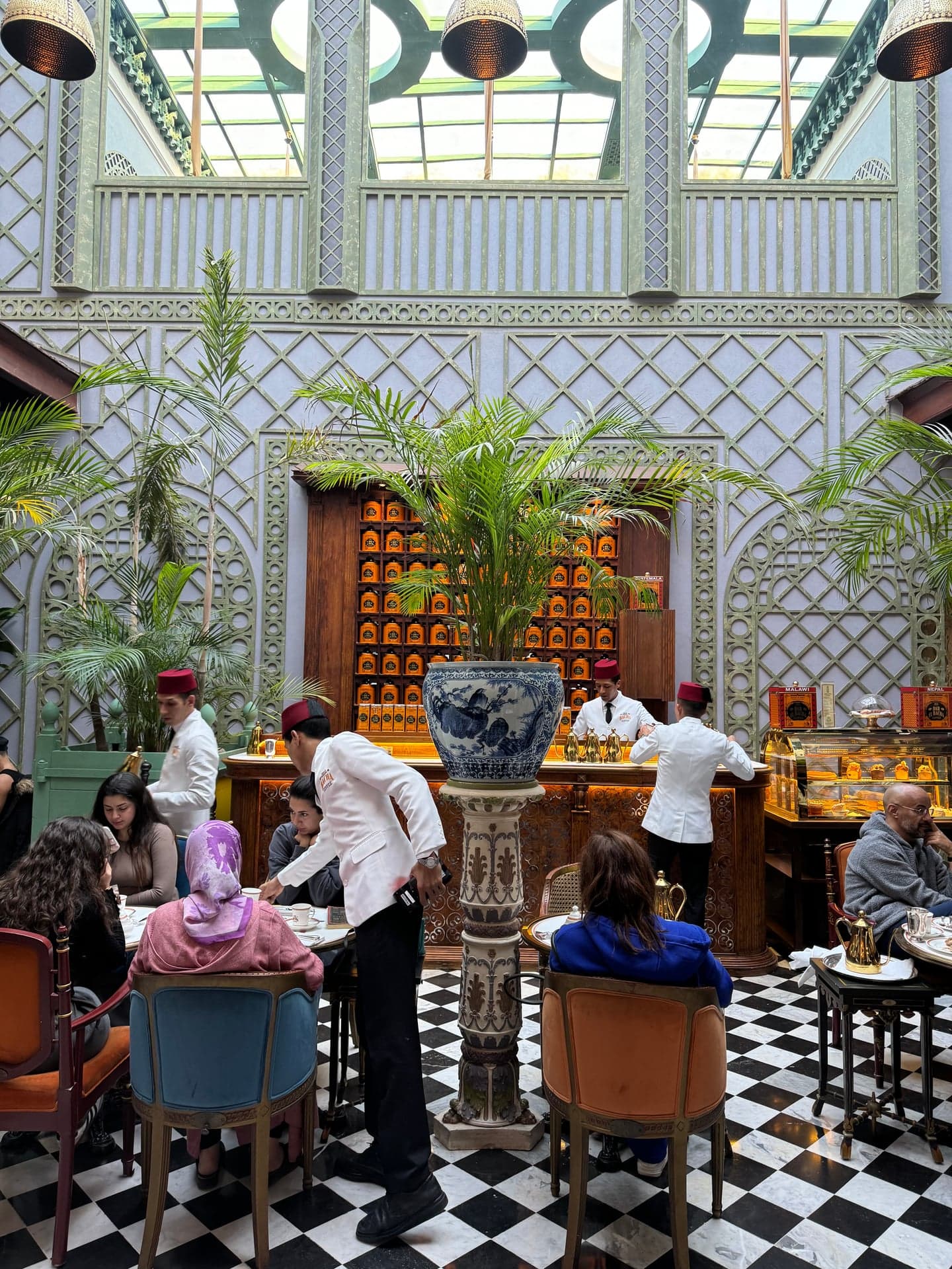 Late morning at Bacha Coffee: the courtyard is where the experience resolves
