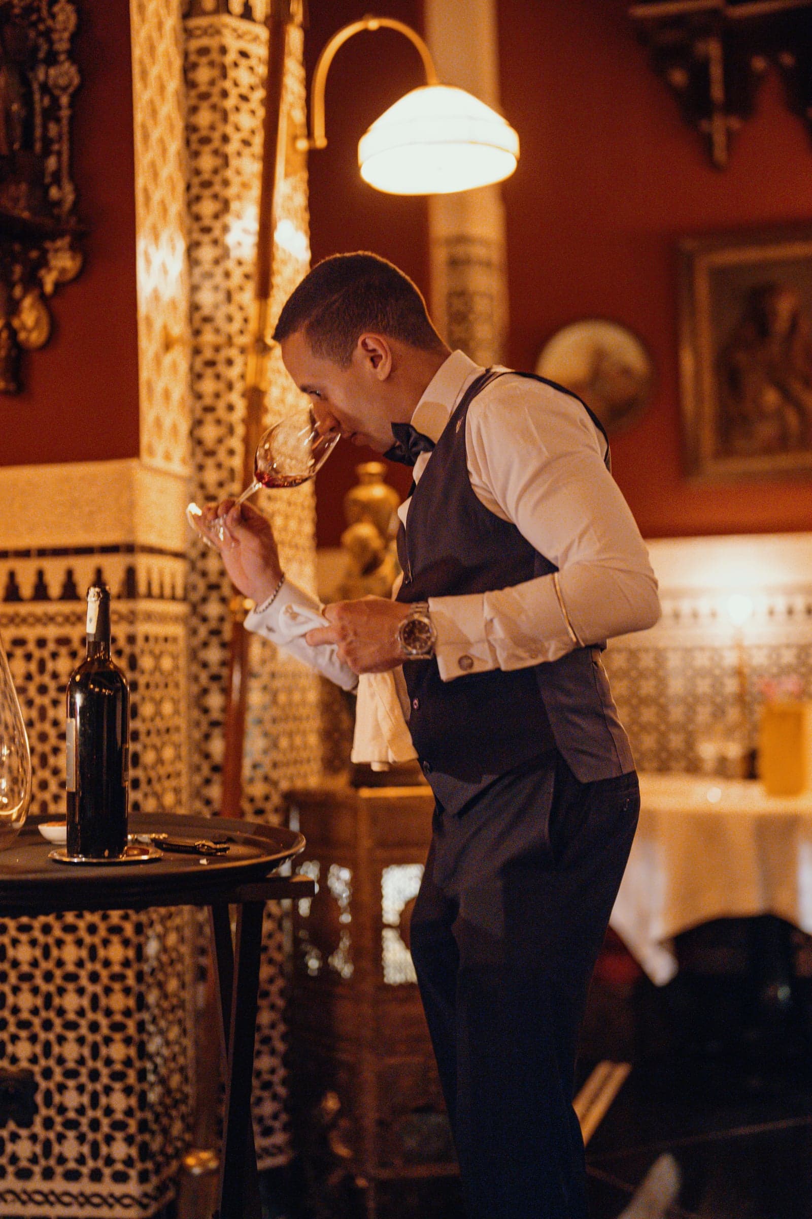 A sommelier at the table